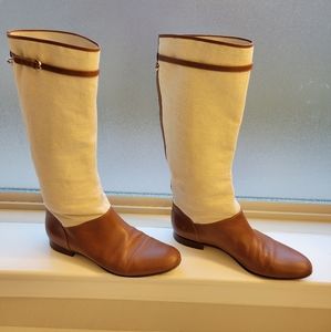 Sergio Rossi Canvas & Leather Riding Boot
